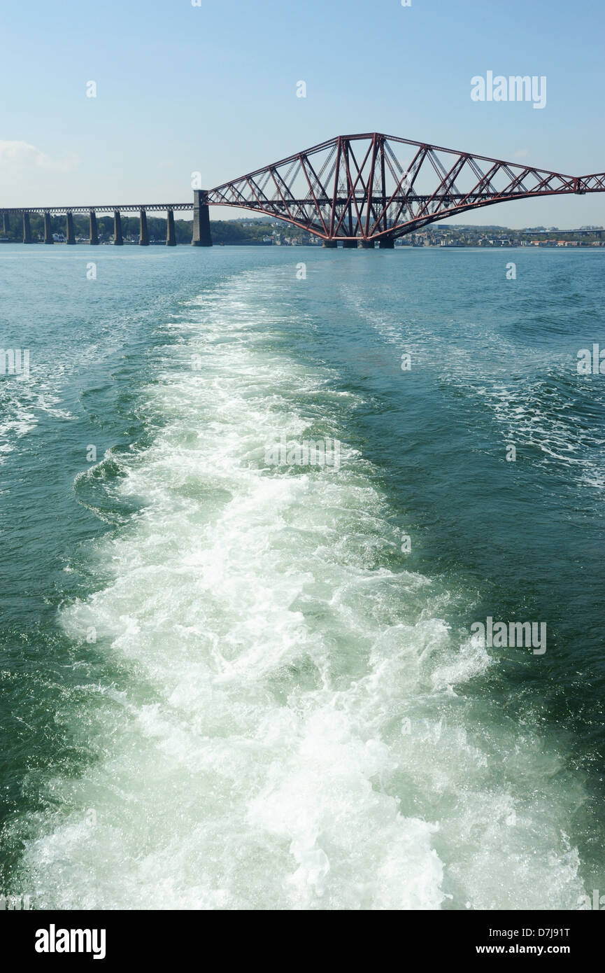 The Forth Bridge from The Forth Belle touring boat. Stock Photo