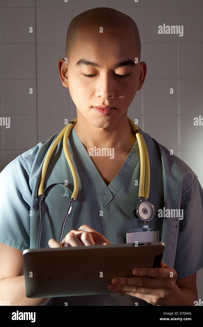 RN using a tablet Stock Photo