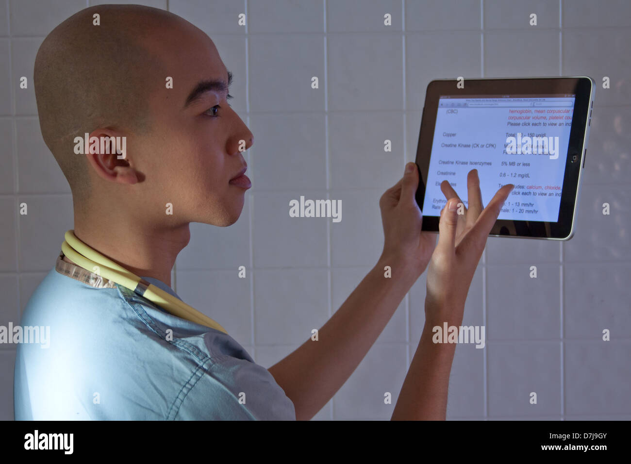 RN using a tablet Stock Photo
