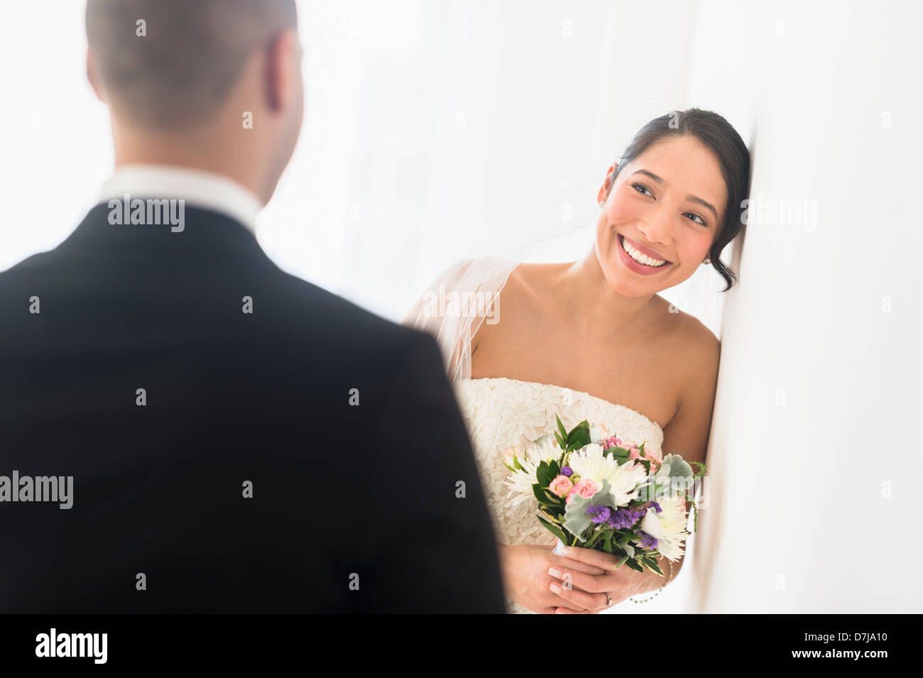 Portrait of newly wed couple Stock Photo