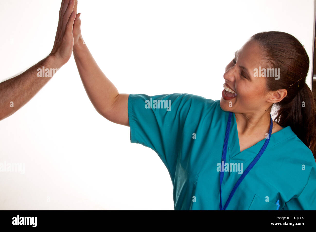 Nurse Giving someone a High Five Stock Photo