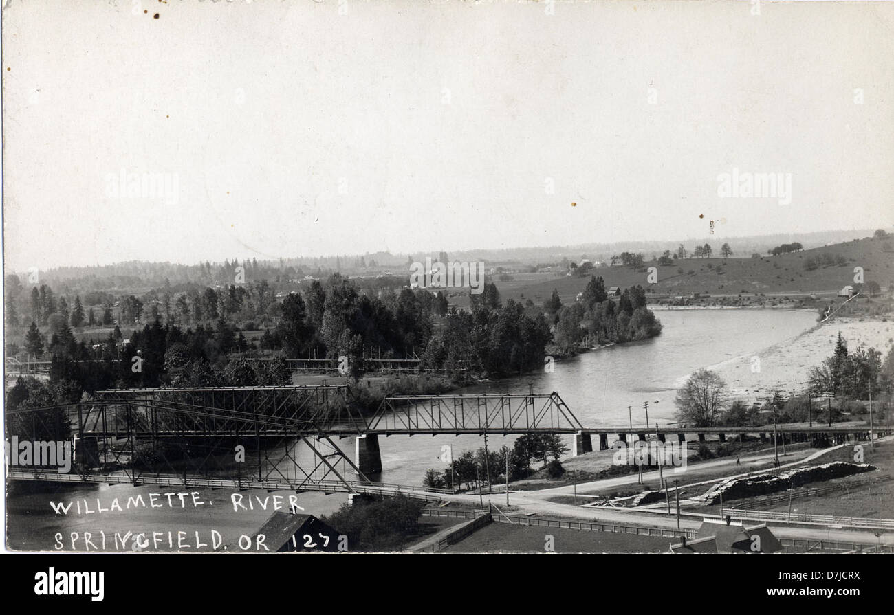 Springfield Oregon Rivers This early 20th-century photograph captures the Willamette River ...