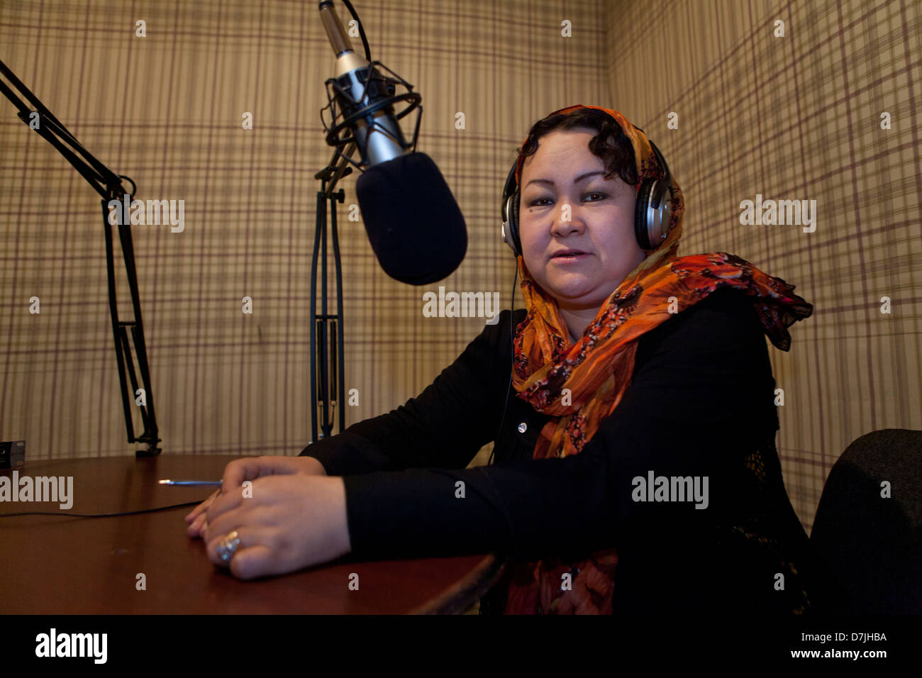 Nadia Ghoadayar, director of radio station zorha in Kunduz. Stock Photo
