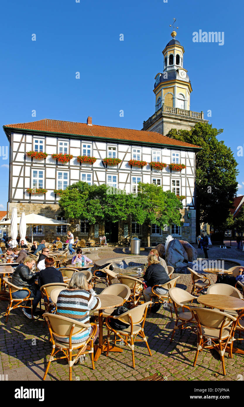 The marketplace in Rinteln on the Weser Stock Photo