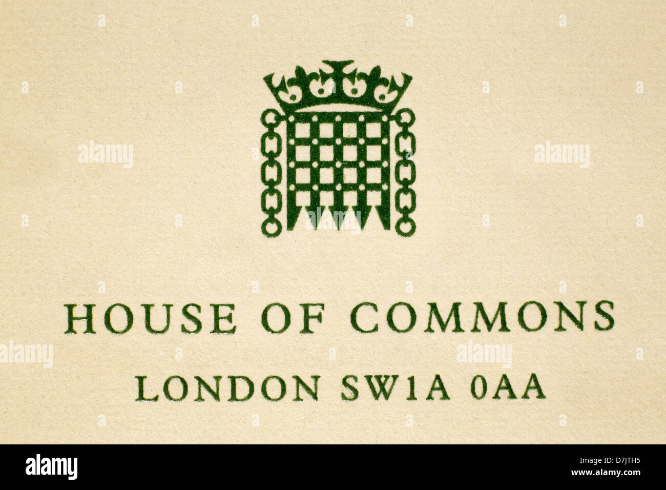 House of commons notepaper. Stock Photo