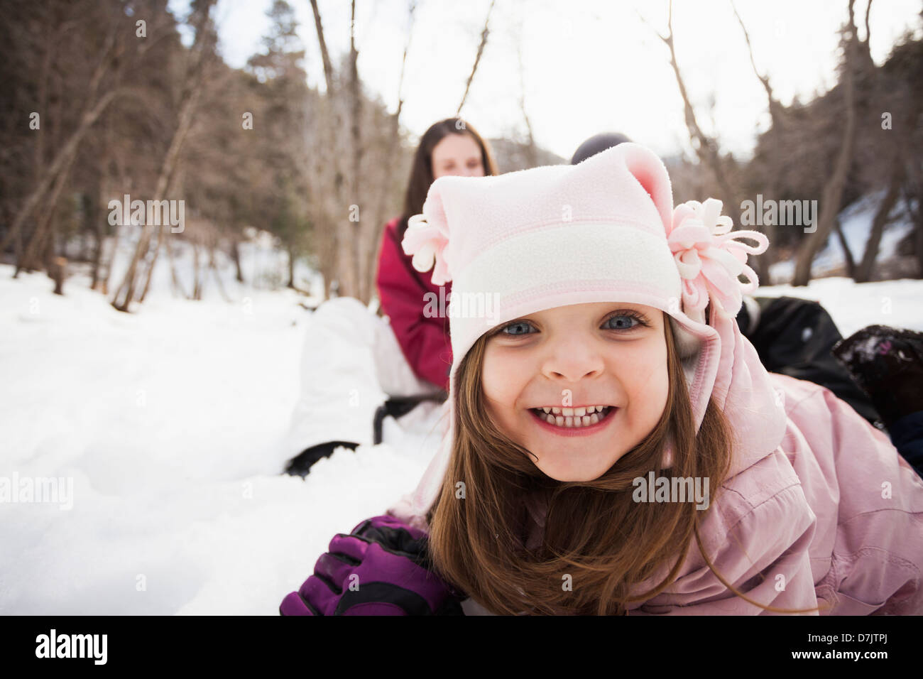 USA, Utah, Highland, Portrait of Girl (2-3) grinning to camera Stock Photo