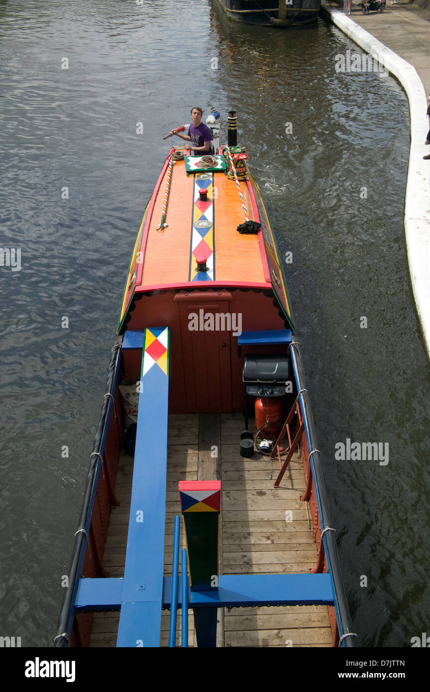house canal boats barge Little Venice Grand Union Canal London Stock