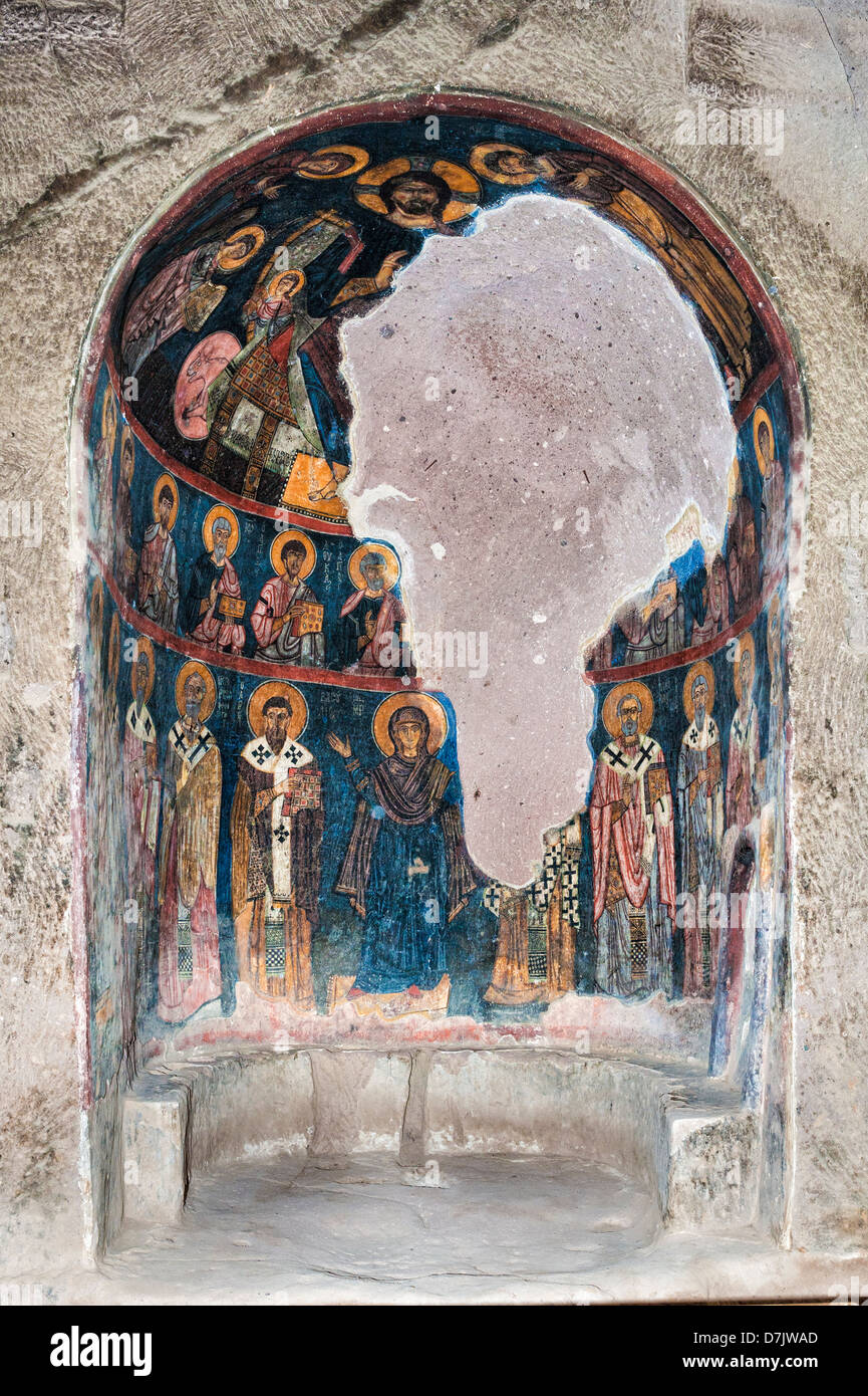 Gümüsler cave monastery, Church, Wall paintings, Nigde Province, Turkey Stock Photo