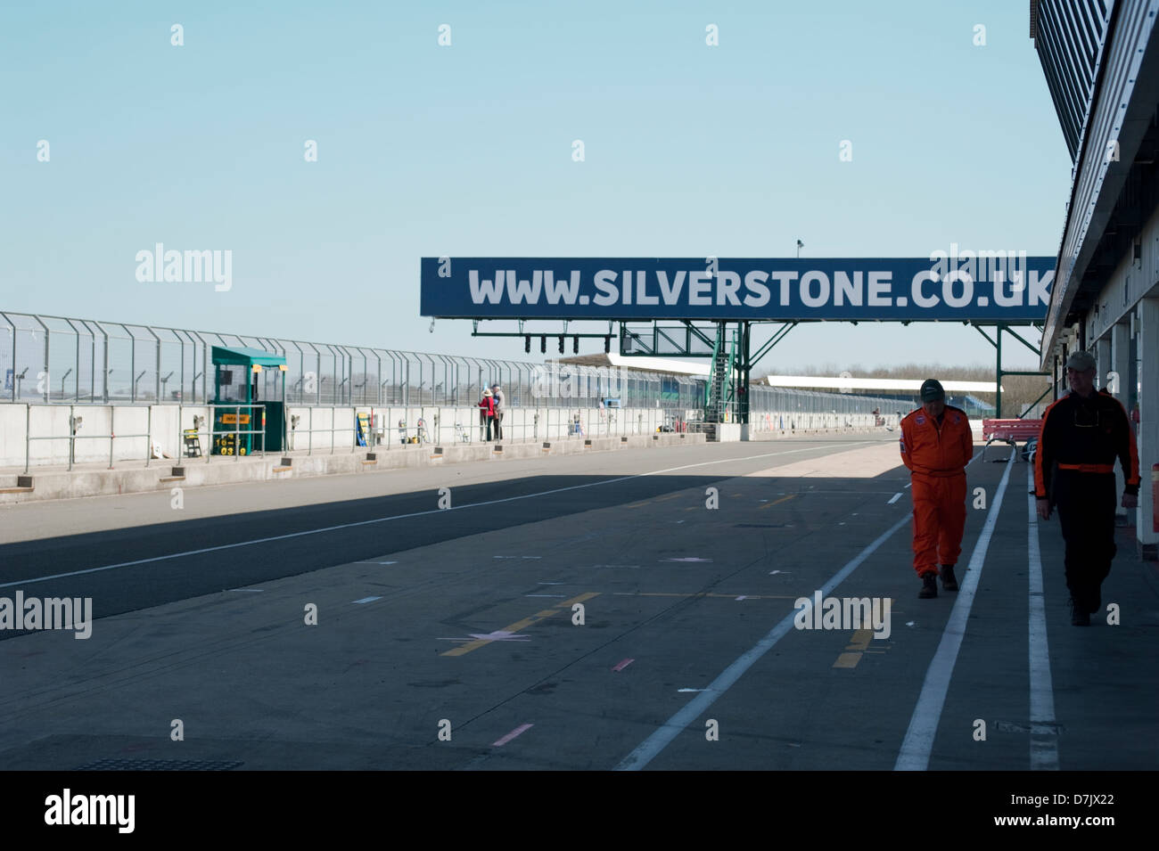 The old pit lane at the Silverstone circuit, Northamptonshire,England, UK. Stock Photo