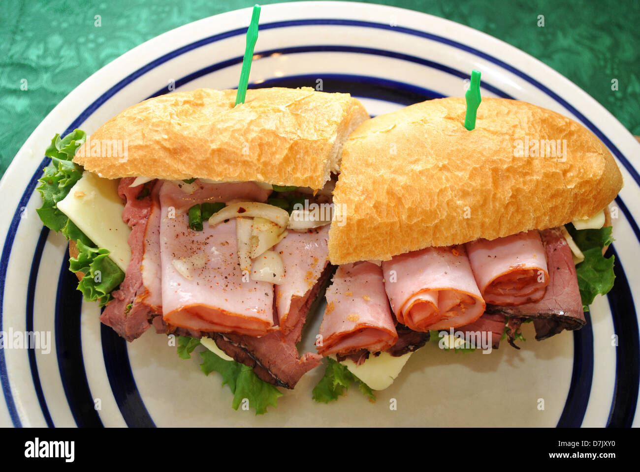 Served Meaty Deli Sandwich Stock Photo Alamy