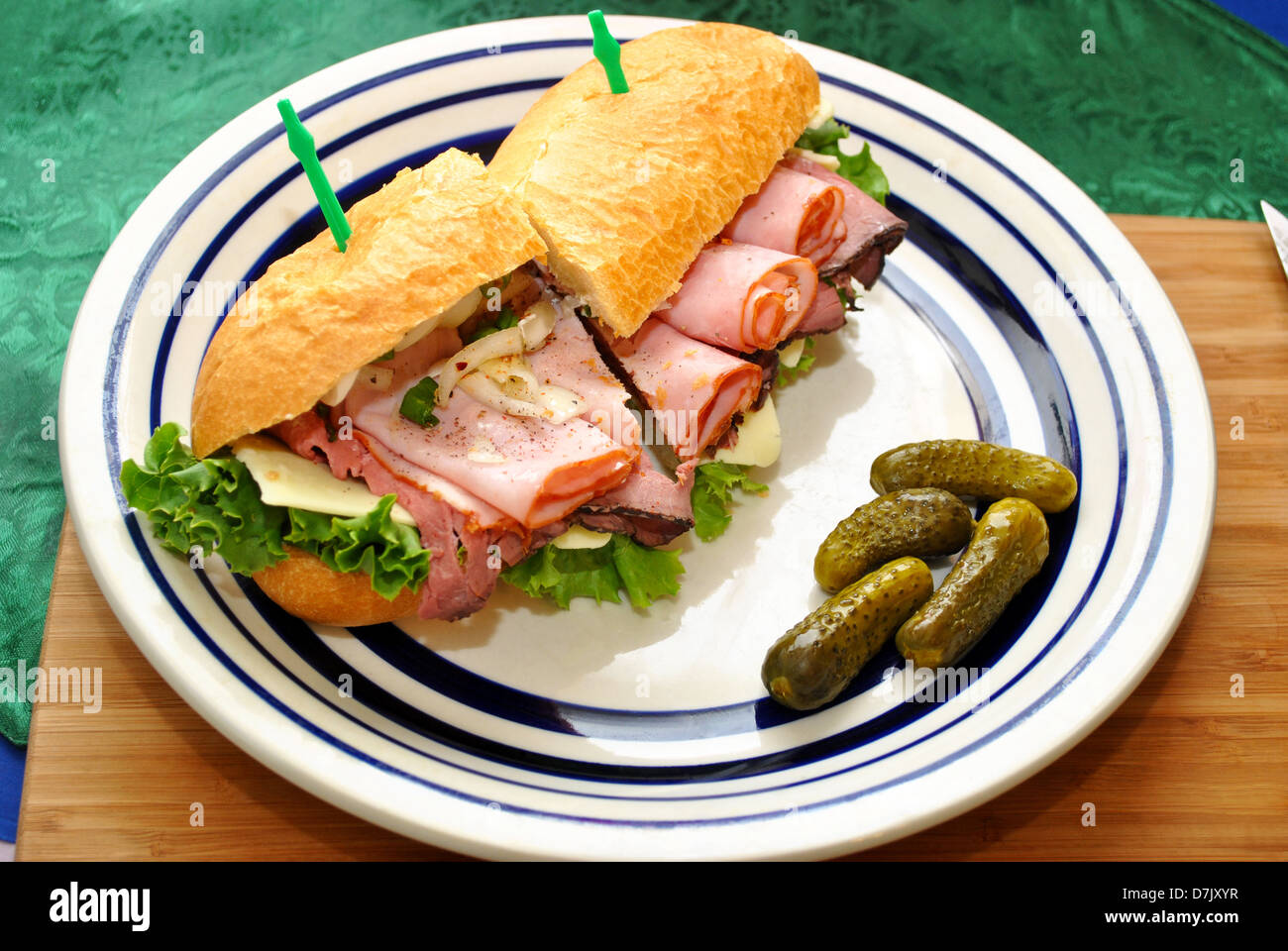 Deli Sandwich Served with Pickles Stock Photo Alamy