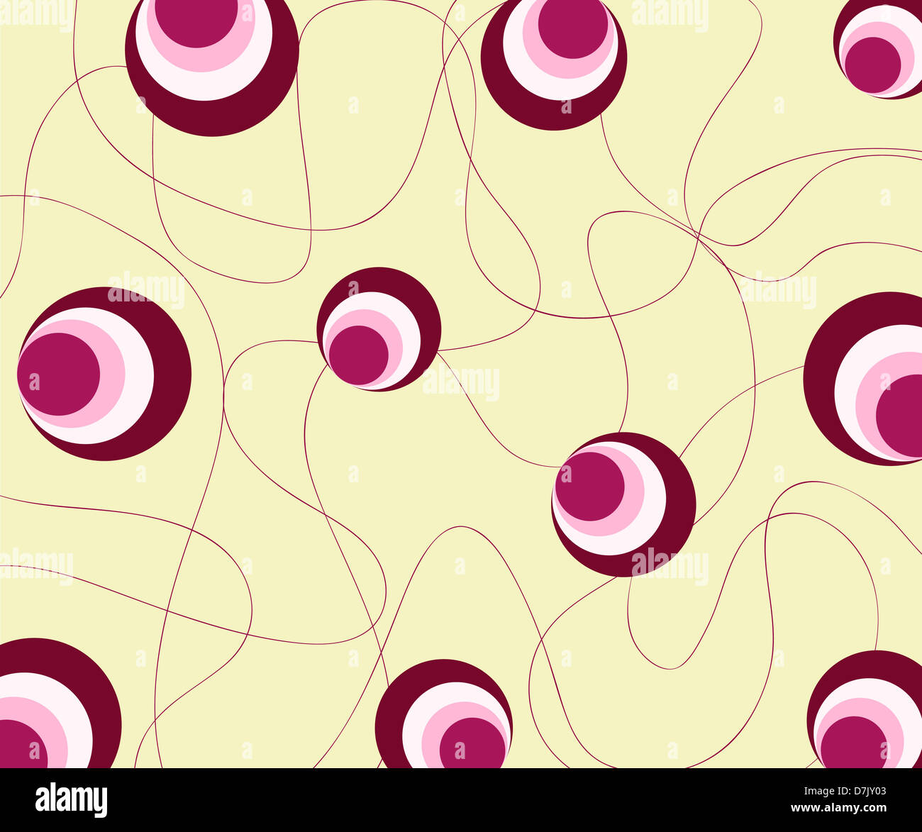 Abstract circles and curves retro pattern Stock Photo