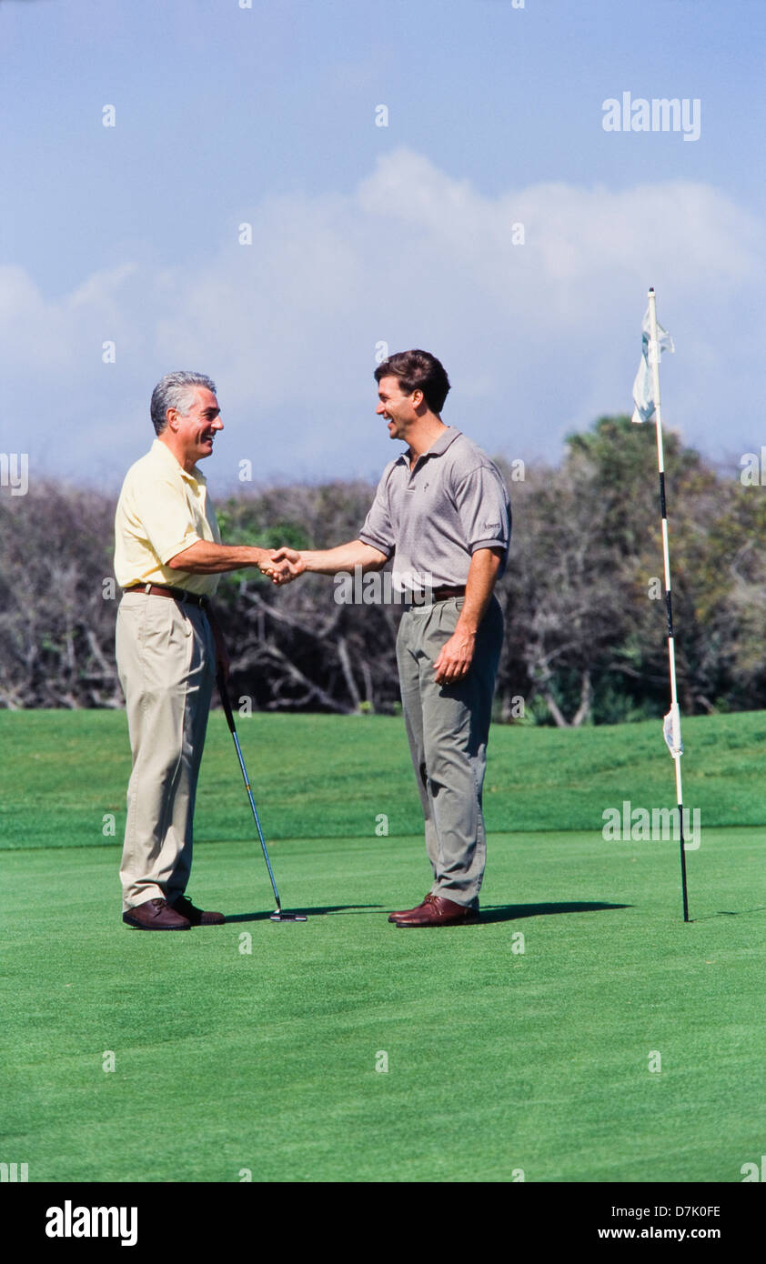 Father and son play Golf together, Miami Stock Photo
