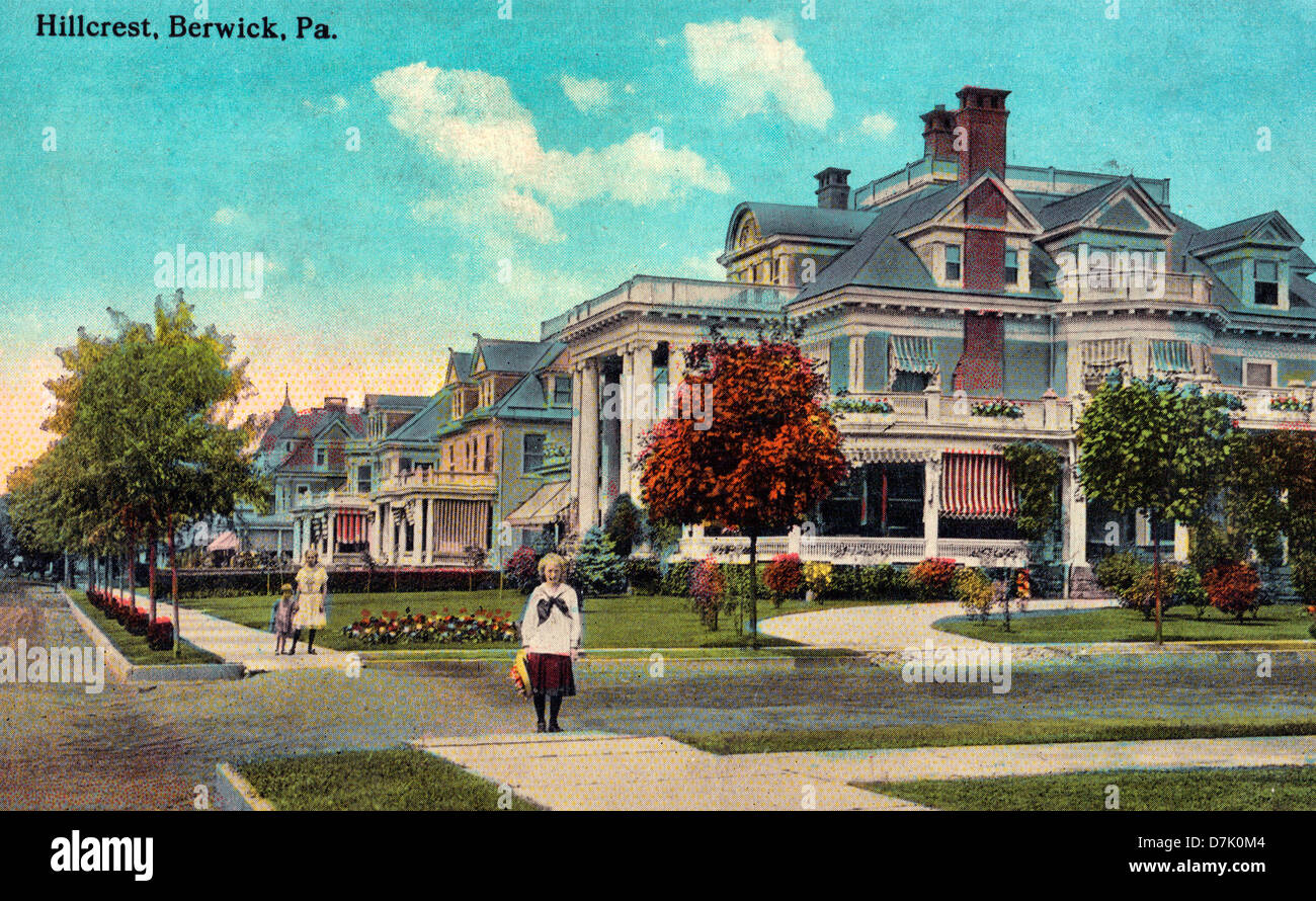 Hillcrest, Berwick, Pennsylvania Vintage postcard, circa 1920 Stock