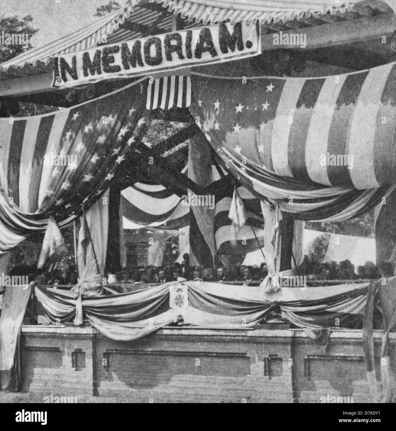 Celebration of the first official Decoration Day at Arlington Cemetery - President Grant and General John Logan - May 30, 1868 Stock Photo