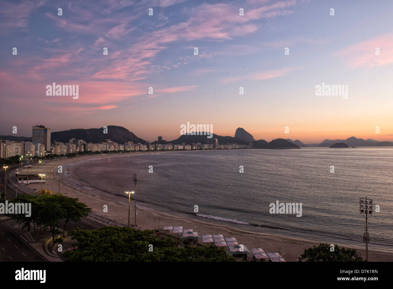 Copacabana at sunrise, Rio de Janeiro, Brazil Stock Photo