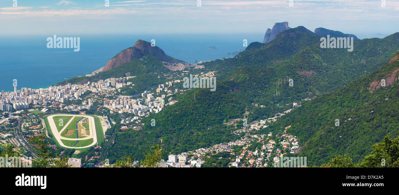 View from the Corcovado over Ipanema, Leblon and the Jockey Club, Rio de Janeiro, Brazil Stock Photo