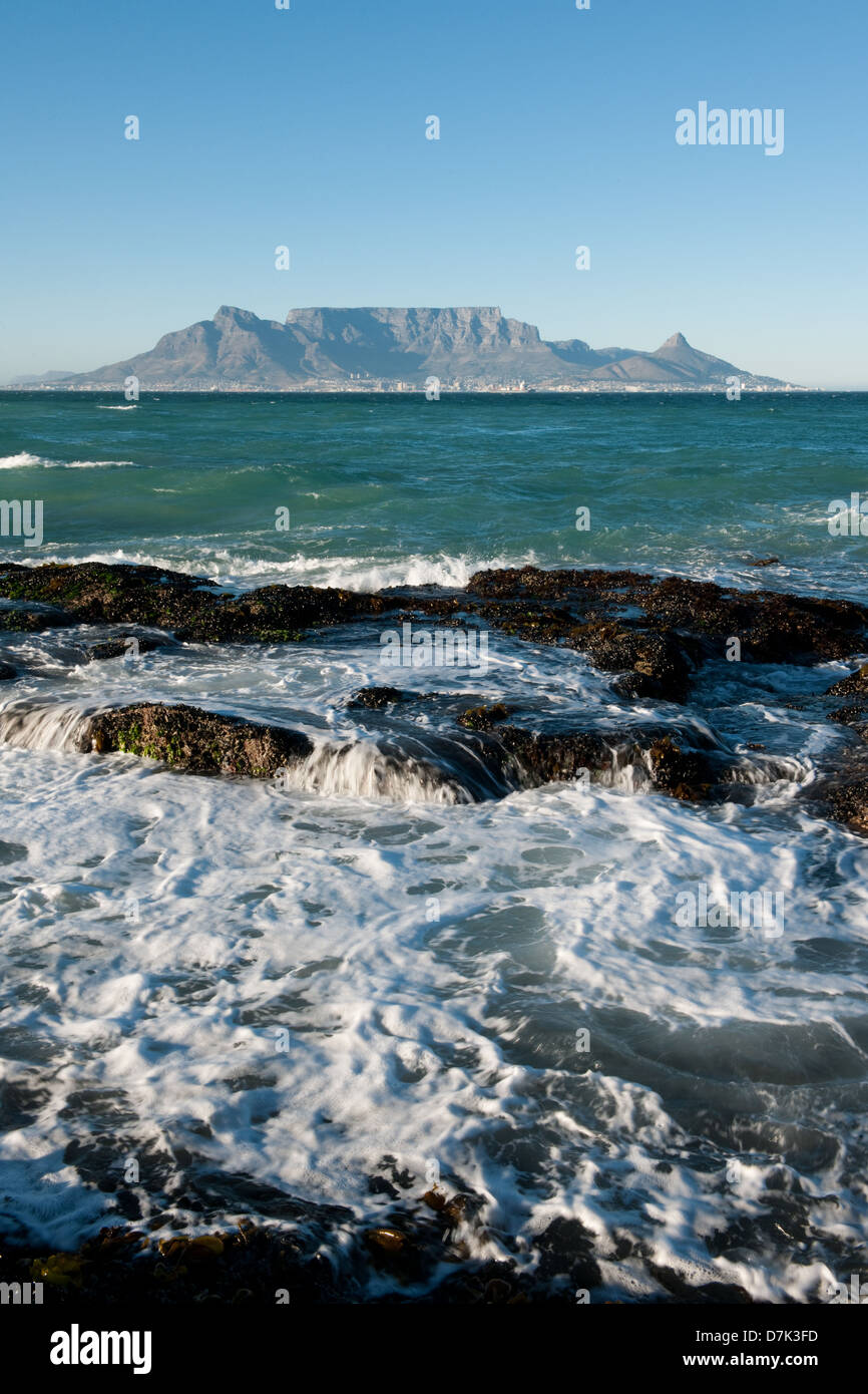 View of Table Mountain from Bloubergstrand, Cape Town, south Africa Stock Photo