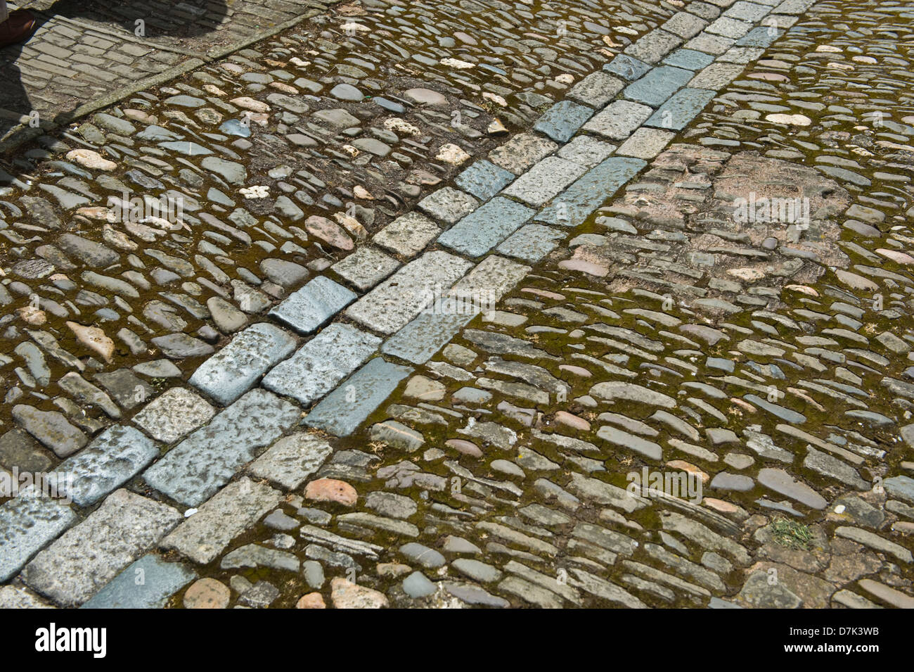 Cobbled street with central gutter in Exeter Devon England UK Stock ...