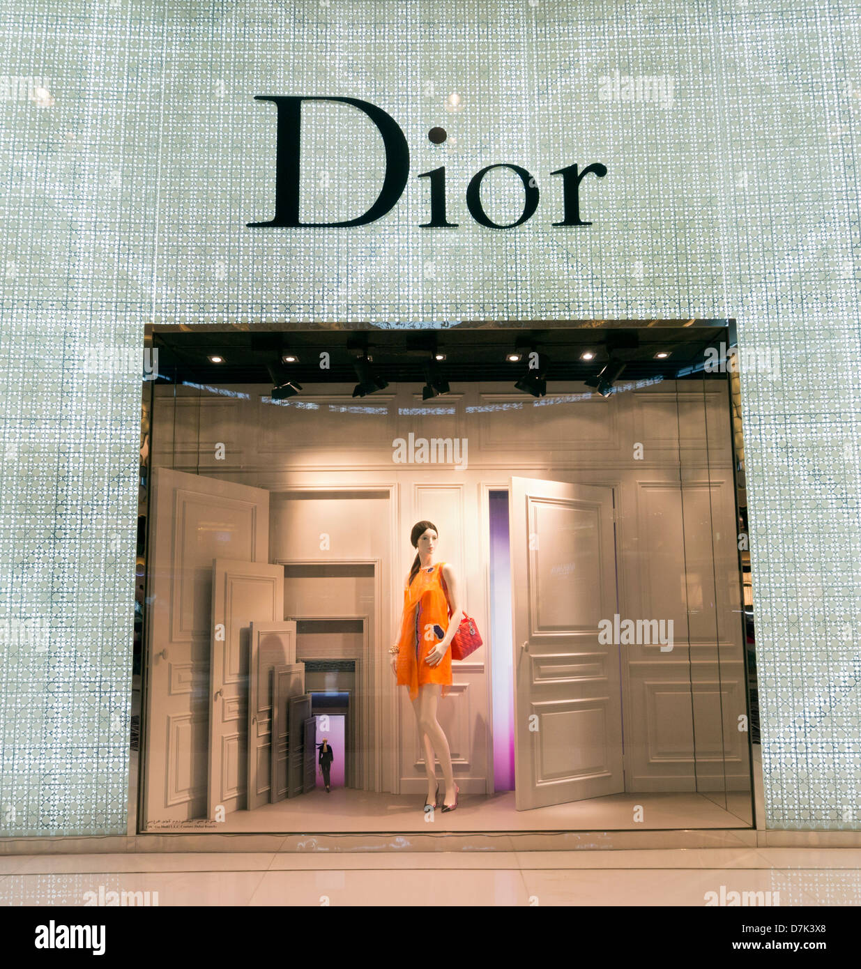 Dior boutique window display at The Dubai Mall in Dubai United Arab Emirates Stock Photo