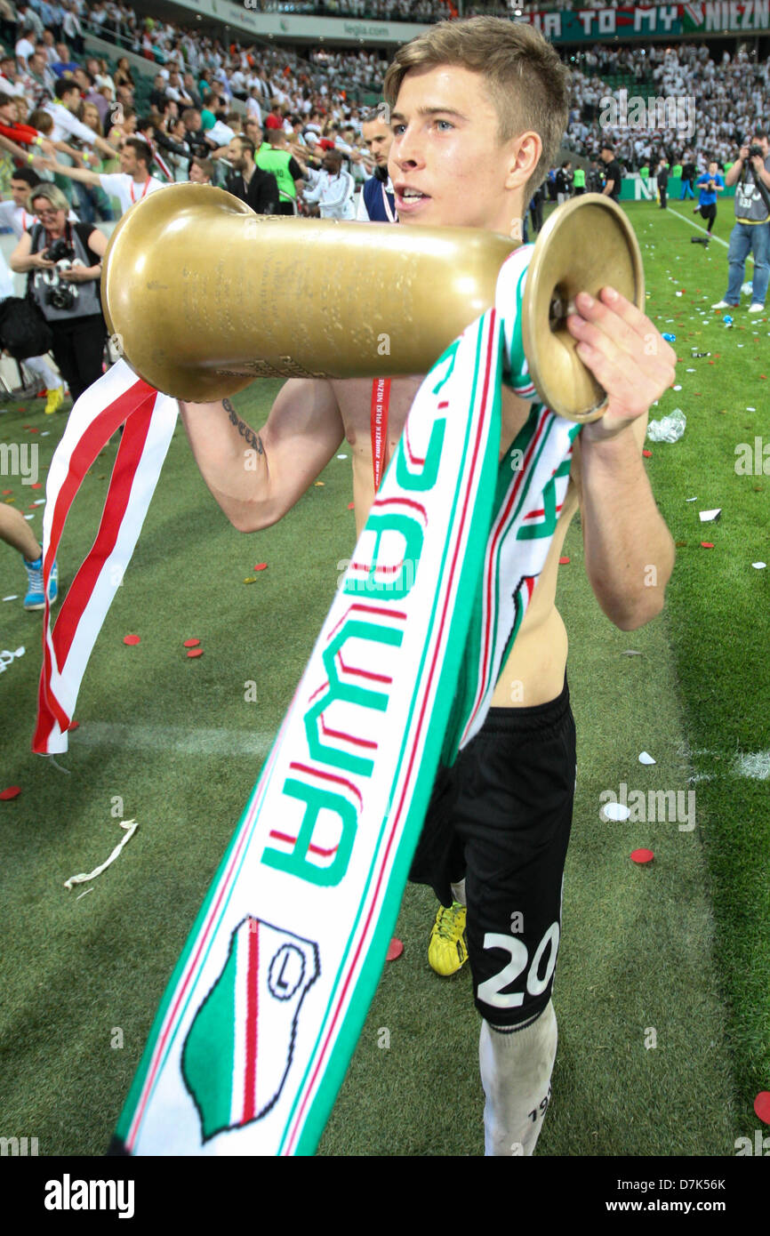Warsaw, Poland. 8th May 2013. Jakub Kosecki (Legia) celebrates after the  2nd leg of the Polish Cup final between Legia Warsaw and Slask Wroclaw from  the Polish Army Stadium. Credit: Action Plus