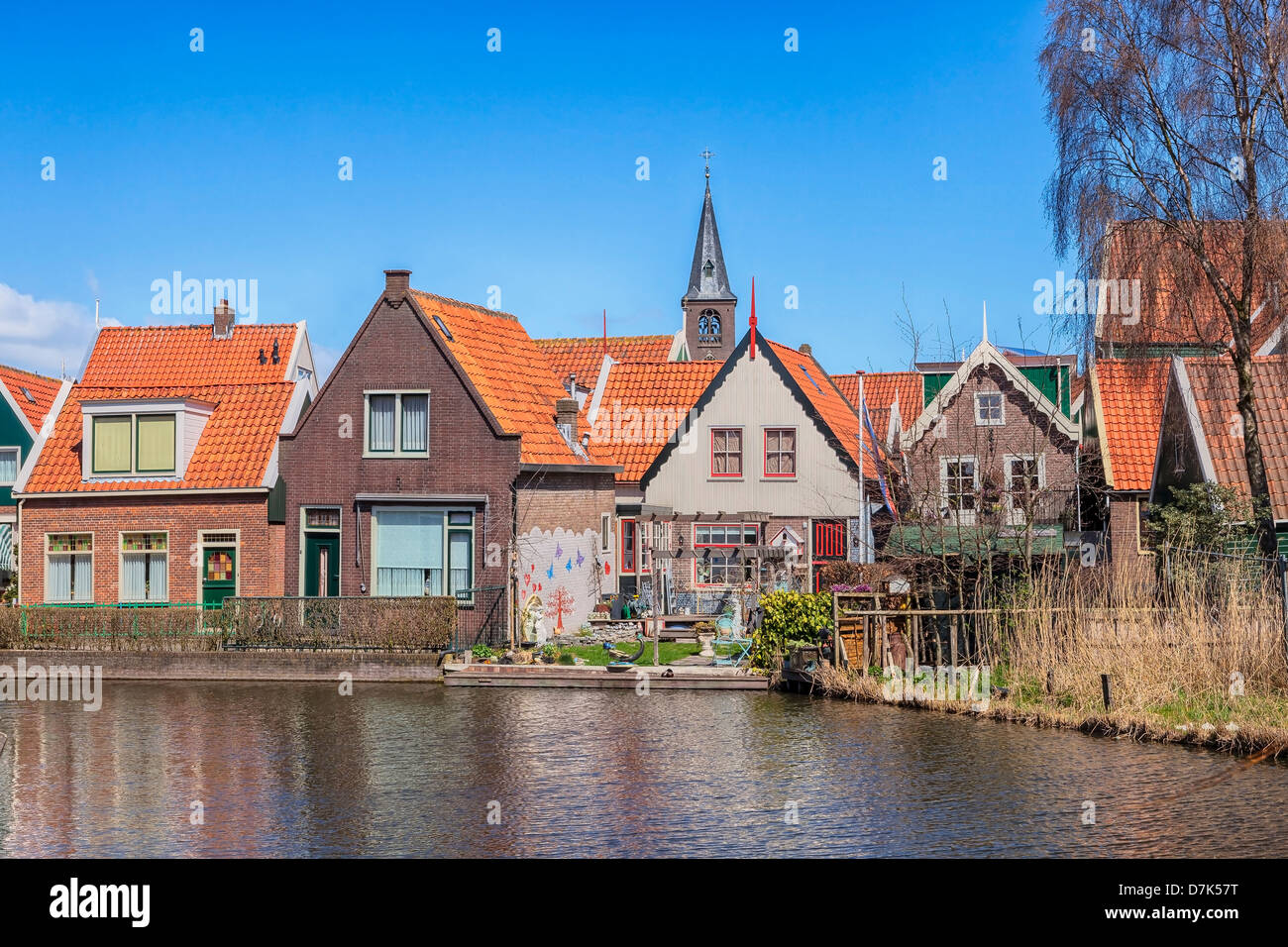 typical dutch houses in Volendam, North Holland, Netherlands Stock Photo