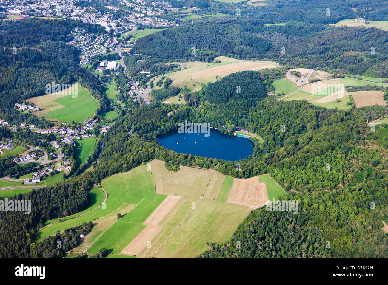 Europe, Germany, Rhineland Palatinate, View  of Gemundener Maar Stock Photo