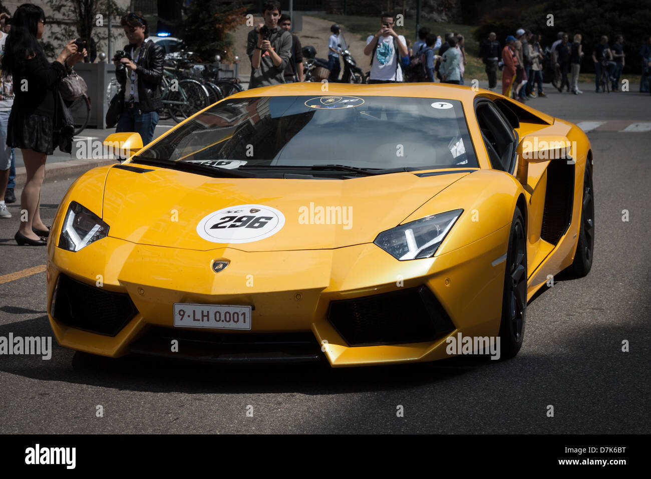 Milan, Italy - May 8, 2013: International Lamborghini fancy cars meeting in Milan Stock Photo