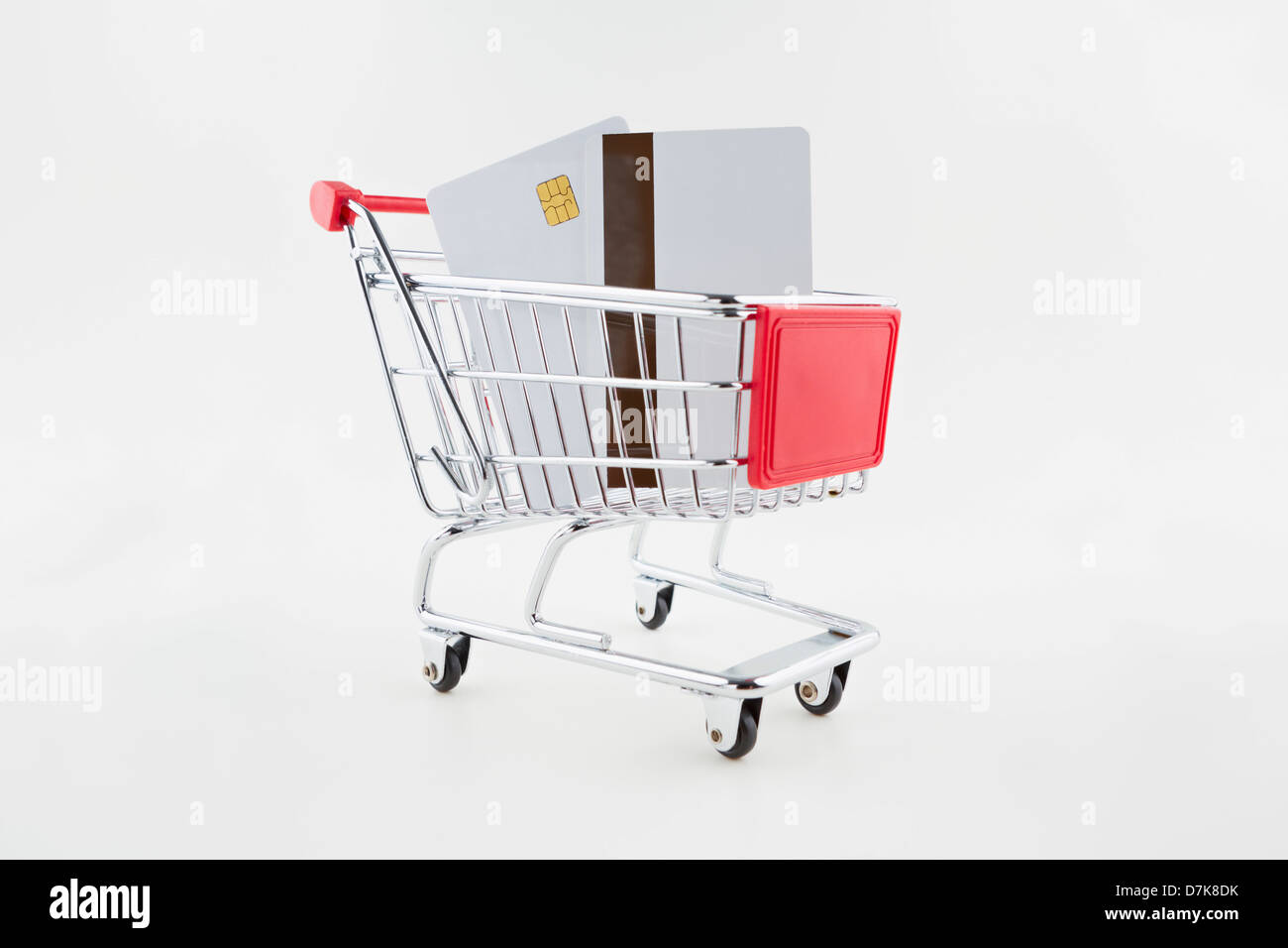 Shopping cart with chip card on white background Stock Photo Alamy