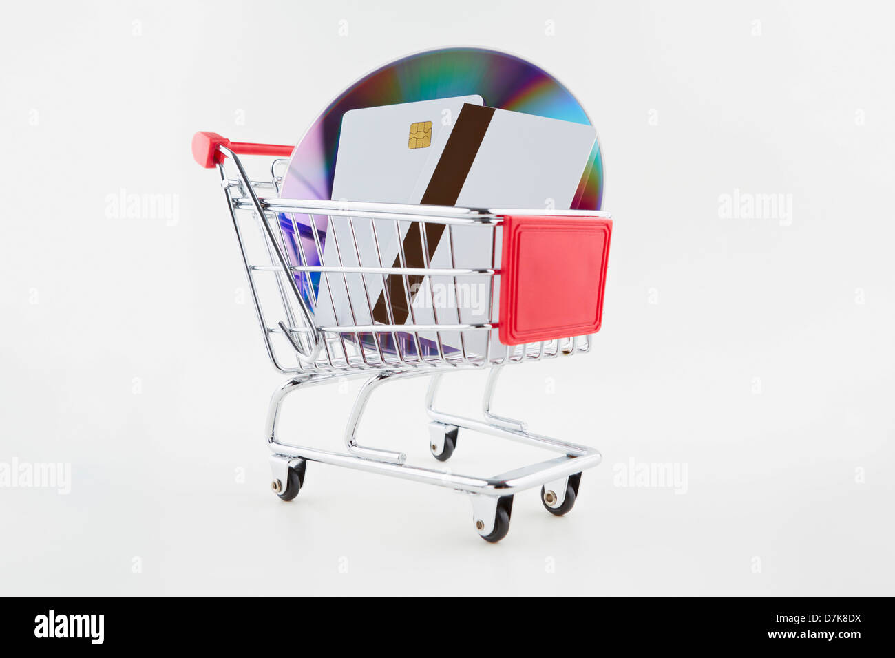 Shopping cart with chip card on white background Stock Photo Alamy