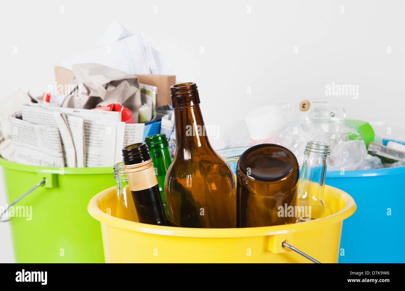 Buckets with household garbage Stock Photo Alamy