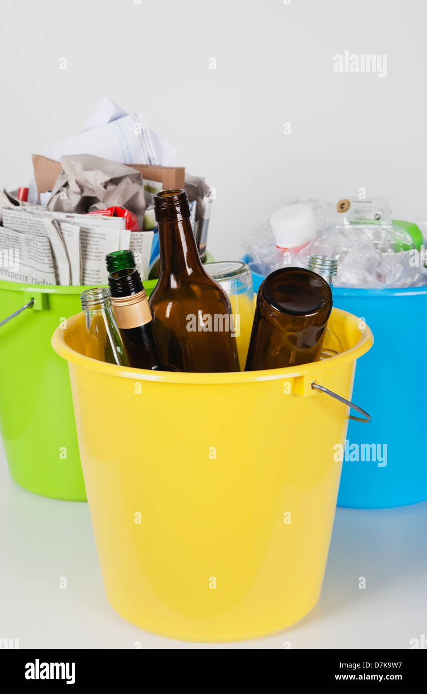 Buckets with household garbage Stock Photo Alamy