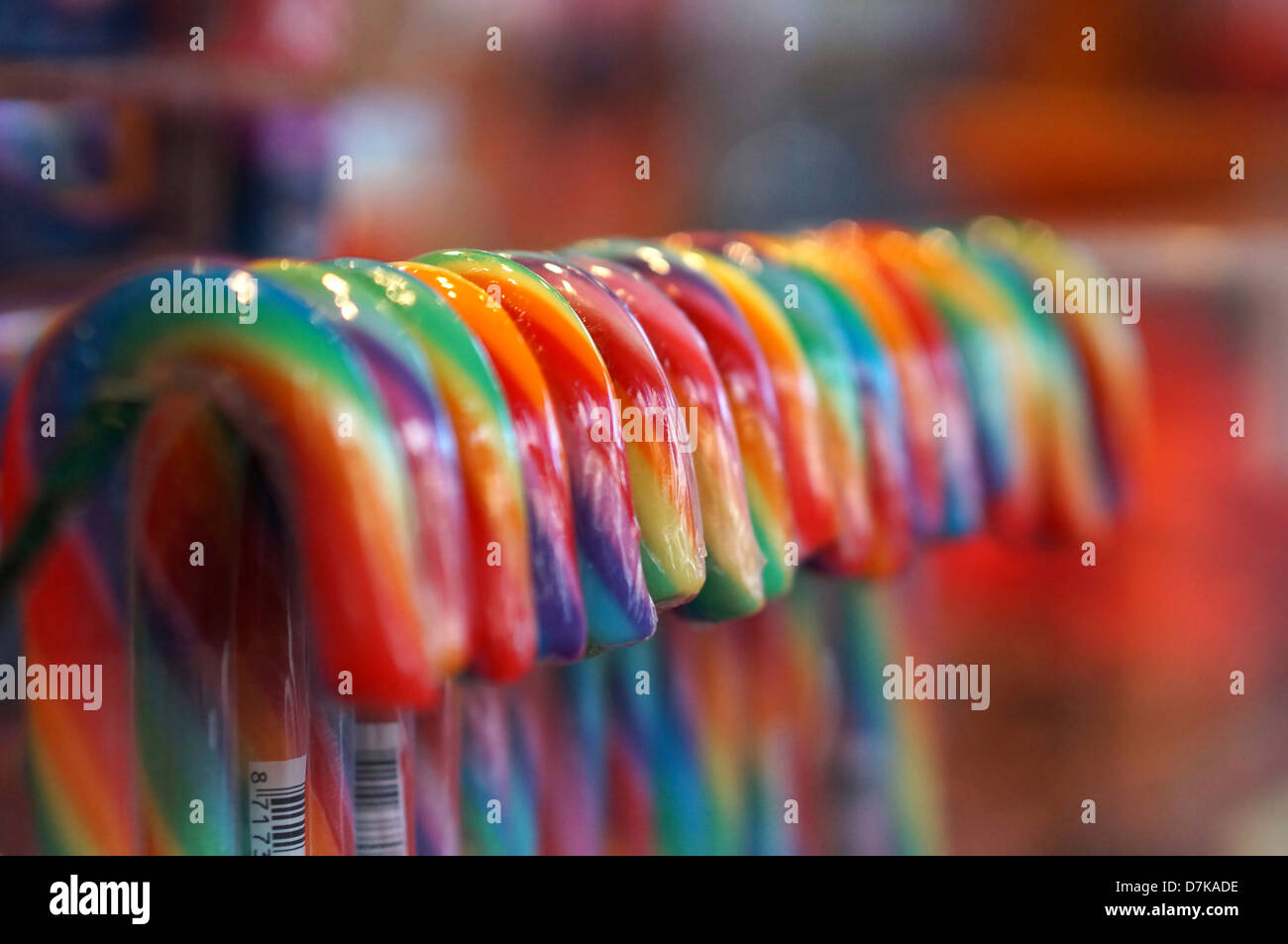 Germany, Multi coloured candy canes, close up Stock Photo Alamy