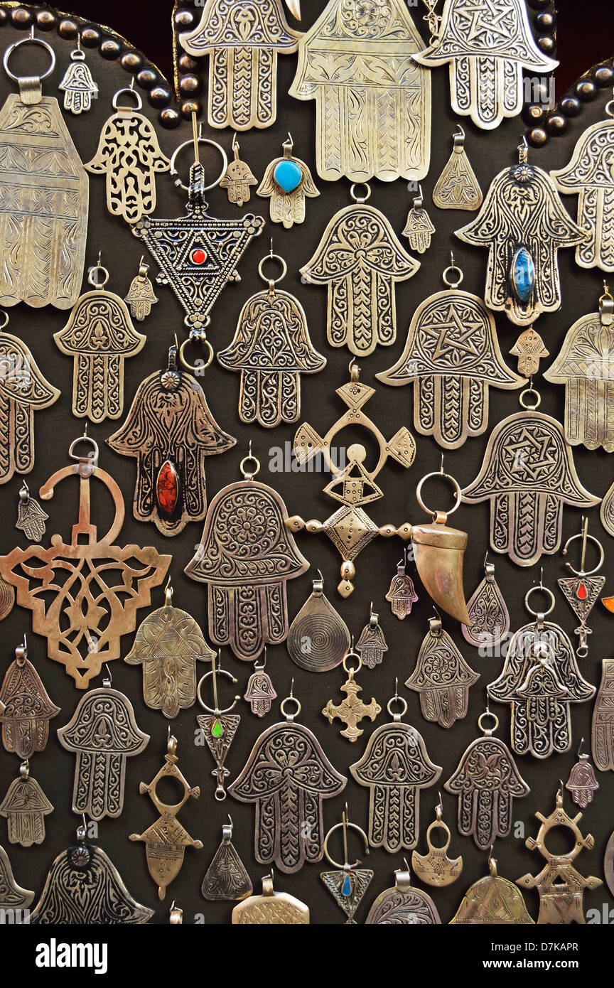 Souk Display Africa, Morocco, Marrakesh, Display of merchandise at souks, close up ...