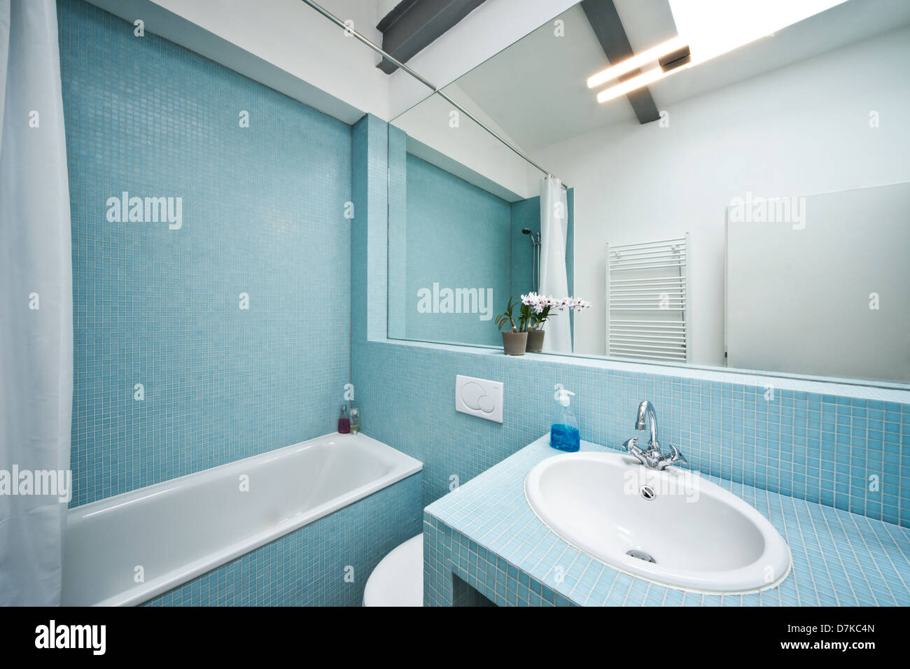 Germany, Bathroom with mosaic tile Stock Photo - Alamy