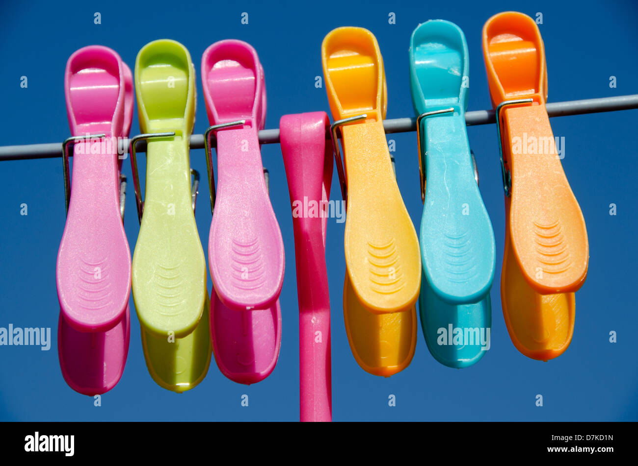 Clothes pegs Stock Photo