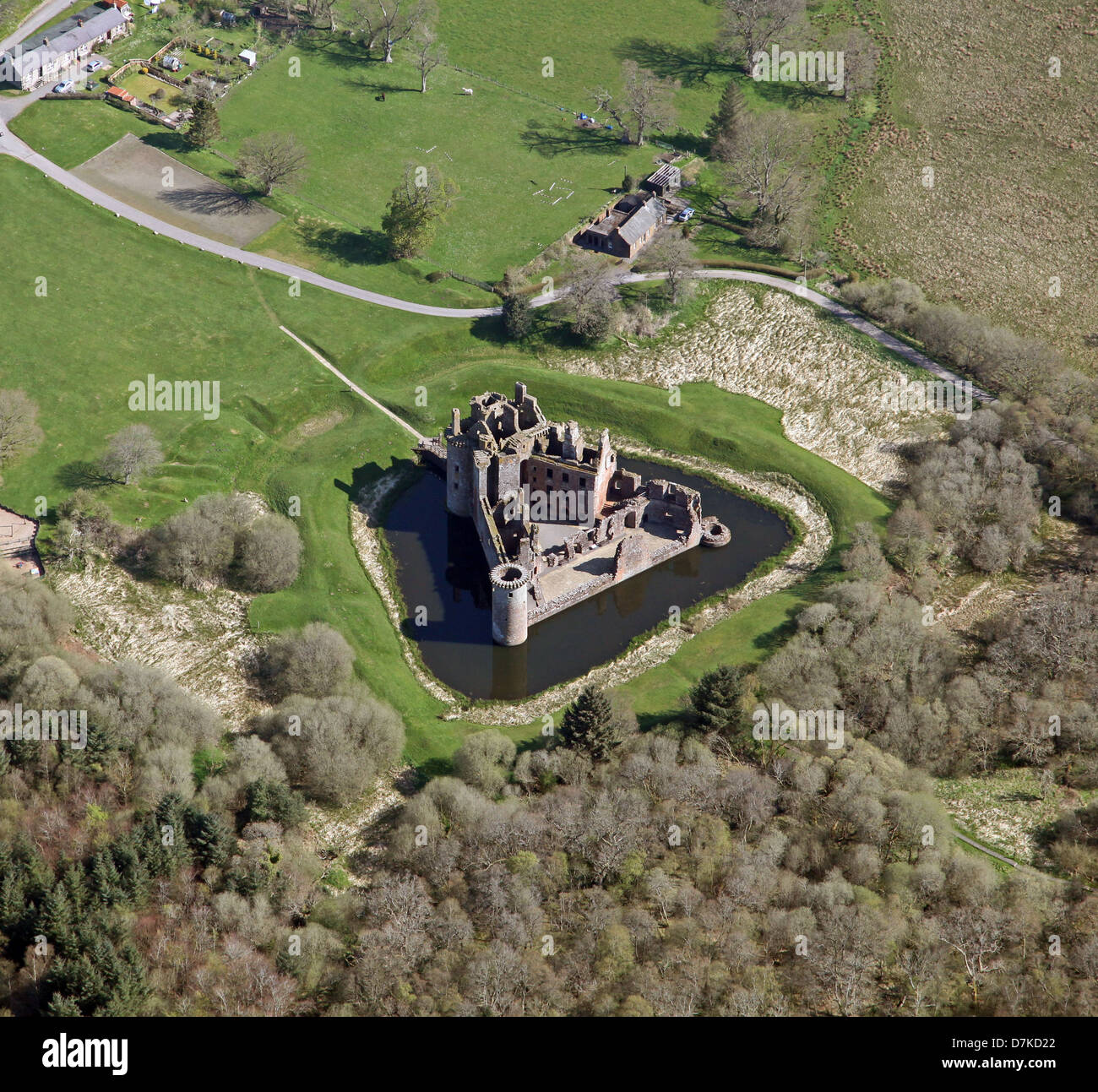 aerial view of Caerlaverock Castle near Dumfries in South West Scotland Stock Photo