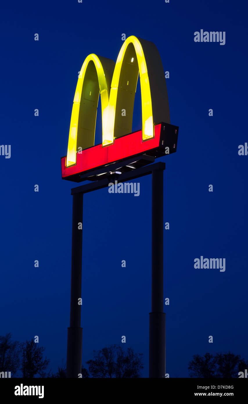 McDonald's Restaurant Highway Sign, USA Stock Photo