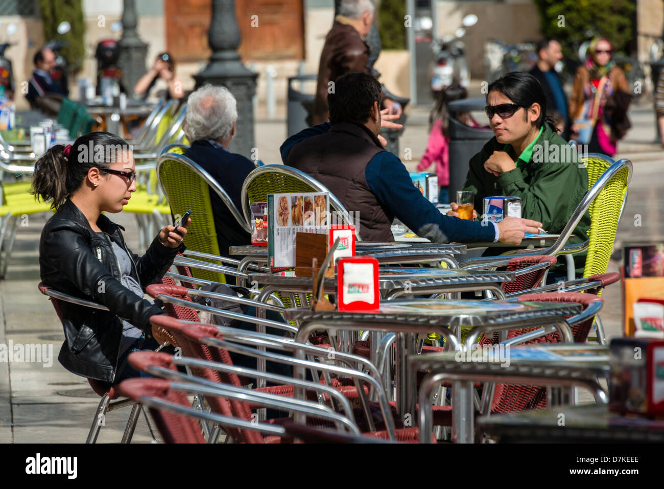 Street Cafe in Valencia Stock Photo