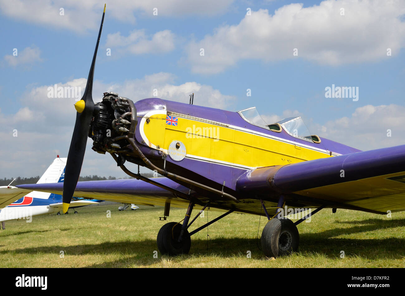 British Aircraft Manufacturing Company Swallow monoplane from the 1930s with Pobjoy Cararact ll radial engine. Stock Photo