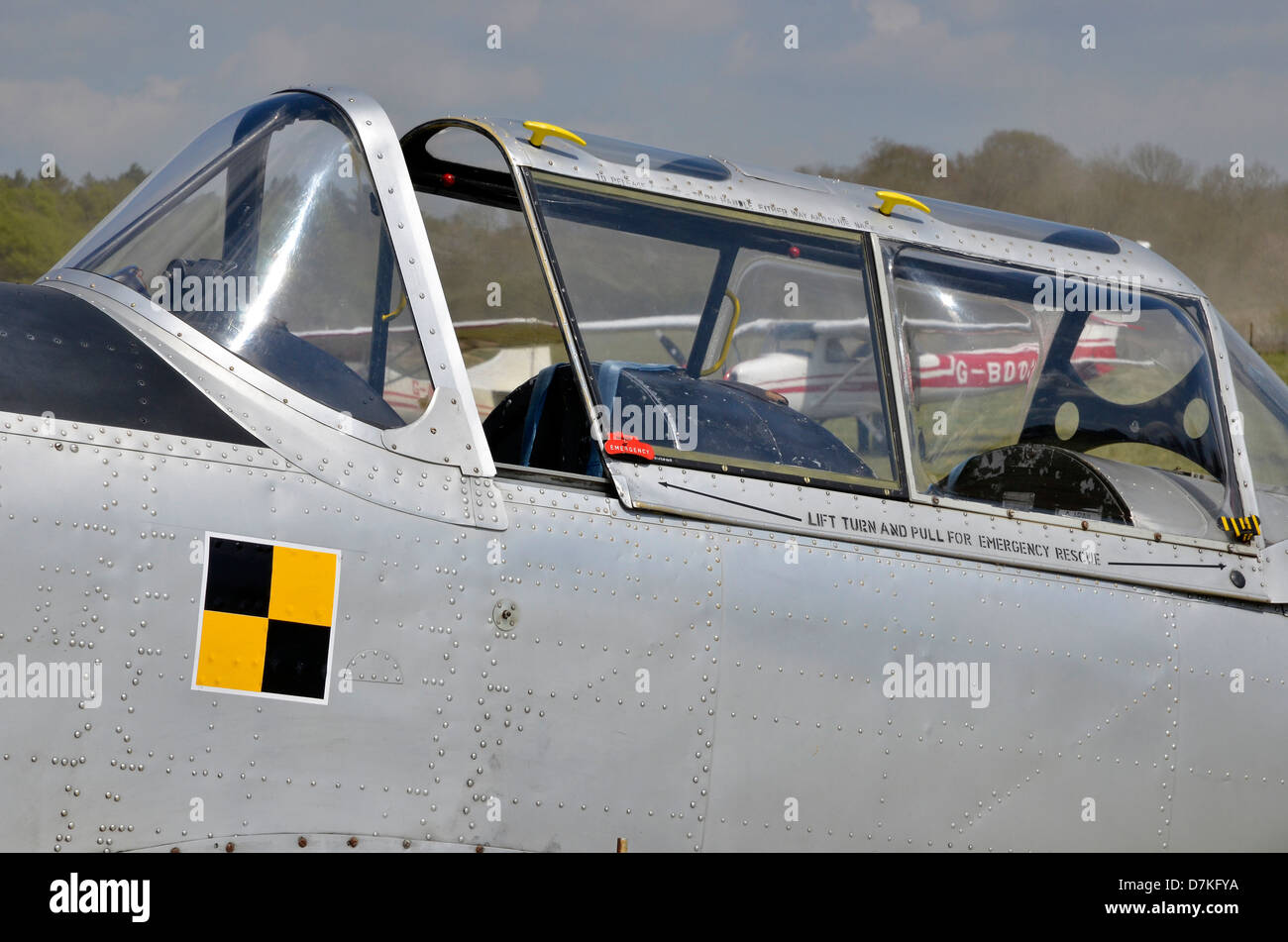 Cockpit canopy of a DeHavilland Chipmunk an RAF training aircraft of
