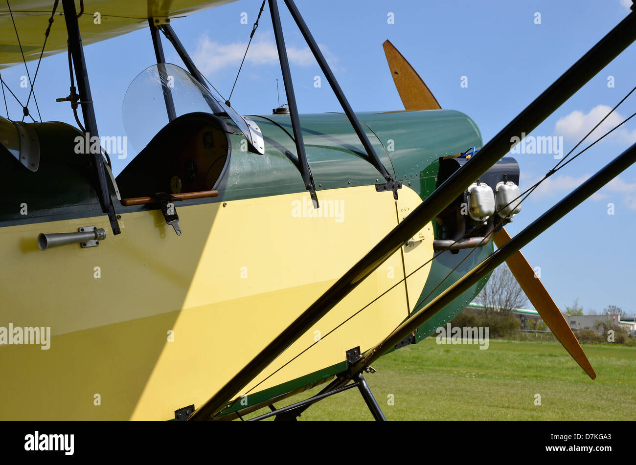 Nose, engine and prop of a hand-built Pietenpol Air Camper a simple parasol wing homebuilt aircraft designed in 1928 Stock Photo