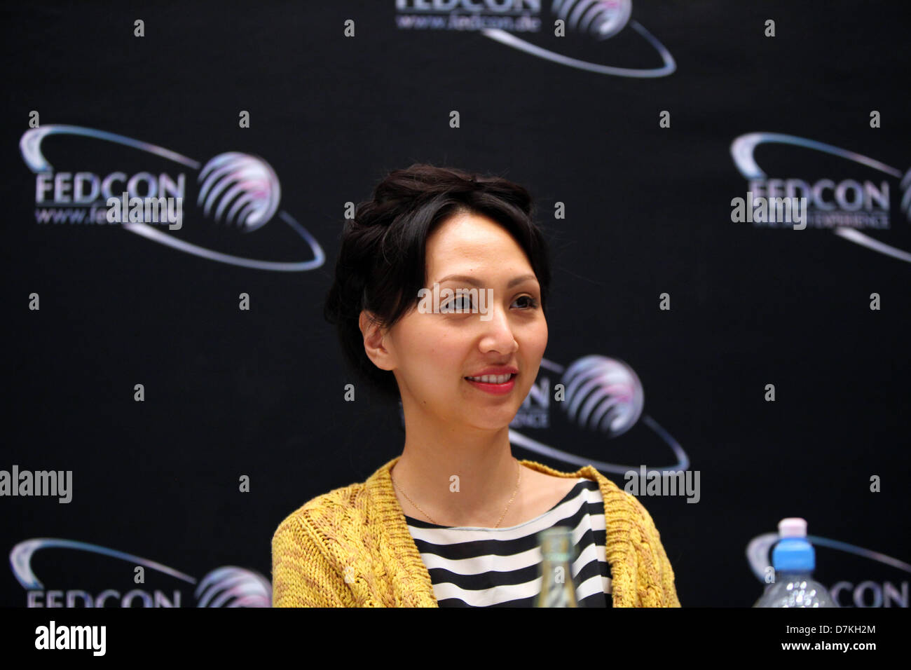 Duesseldorf, Germany, 09 May 2013. Actress Linda Park (Star Trek Enterprise) takes part in a press conference at Fedcon 2013 in Duesseldorf, Germany, 09 May 2013. Fedcon (Federal Convention) is one of the largest science fiction conventions in Europe. Photo: Susannah V. Vergau/DPA/Alamy Live News Stock Photo