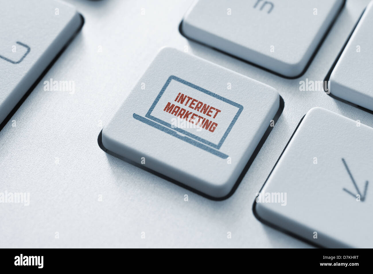 Internet marketing button on modern computer keyboard Stock Photo