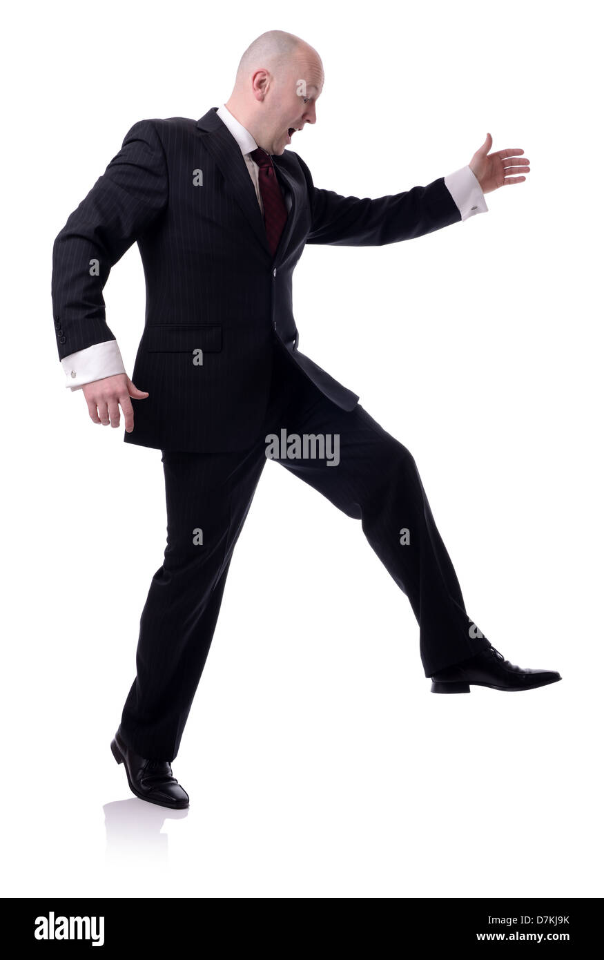 businessman large steps isolated on white background Stock Photo