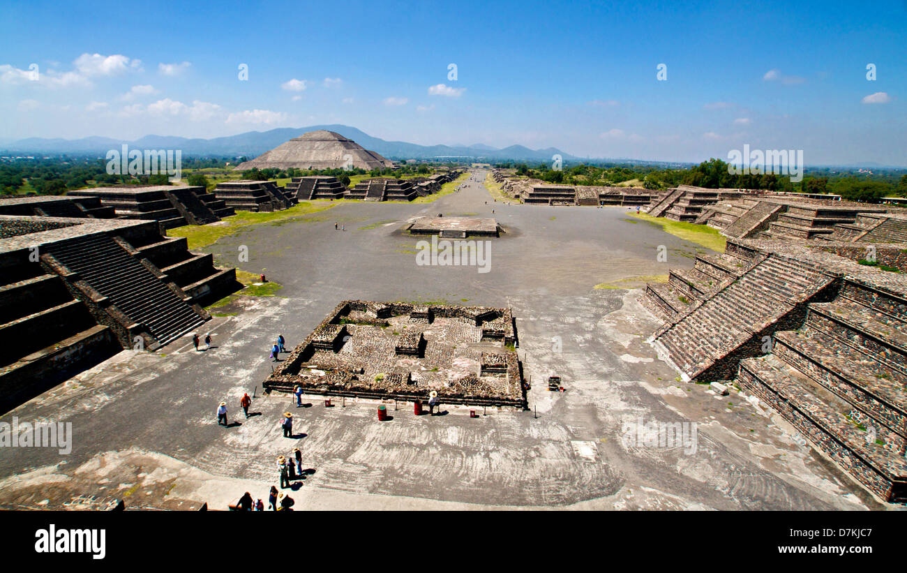 Avenue of the Dead temple complex of the Aztecs in Mexico Stock Photo ...