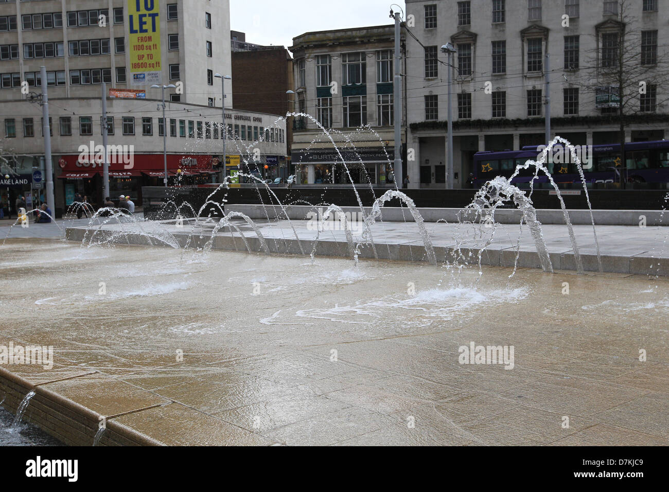 Fountains and water features in The Old Market Square, Nottingham