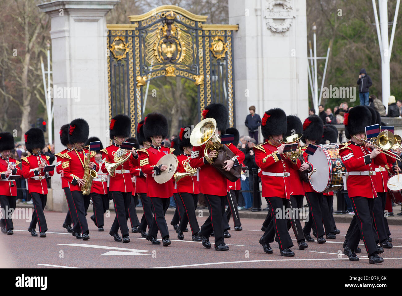 Changing of the Guard at Buckingham Palace with the Beefeaters brass band. Stock Photo