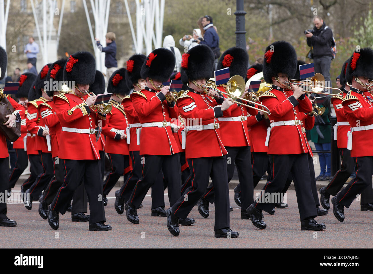 Changing of the Guard at Buckingham Palace with the Beefeaters brass band. Stock Photo