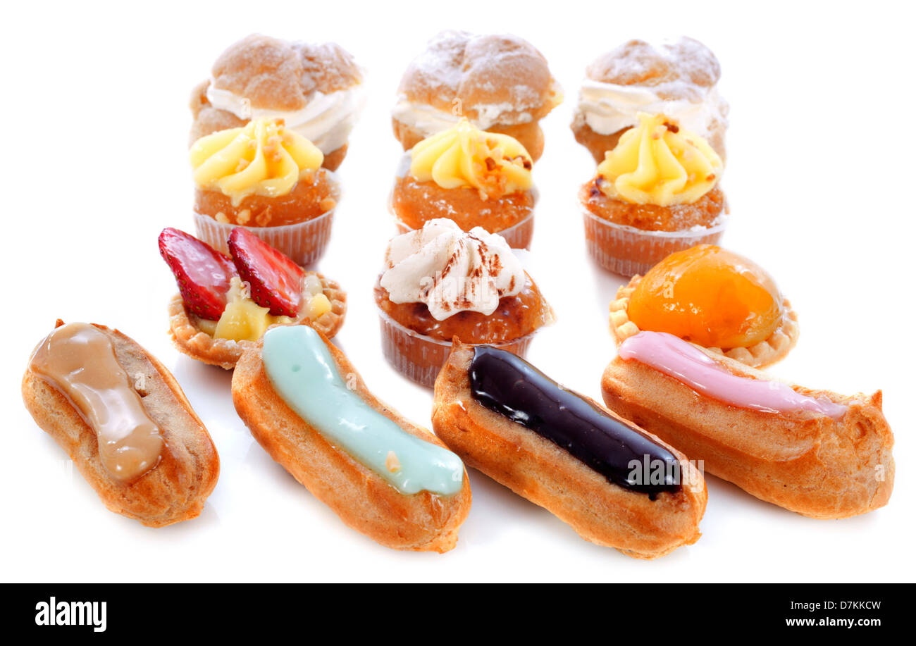 petit fours in front of white background Stock Photo
